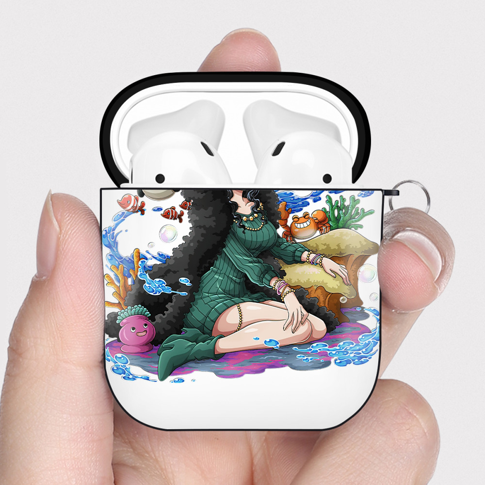 ワンピース ニコ・ロビン ONE PIECE Nico Robin AirPods 第2世代保護ケース ハードシェル ブラック 耐衝撃・防指紋・カラビナ付き