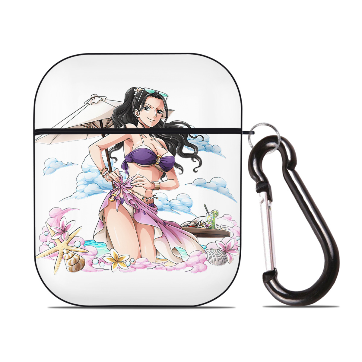 ワンピース ニコ・ロビン ONE PIECE Nico Robin AirPods 第2世代保護ケース ハードシェル ブラック 耐衝撃・防指紋・カラビナ付き