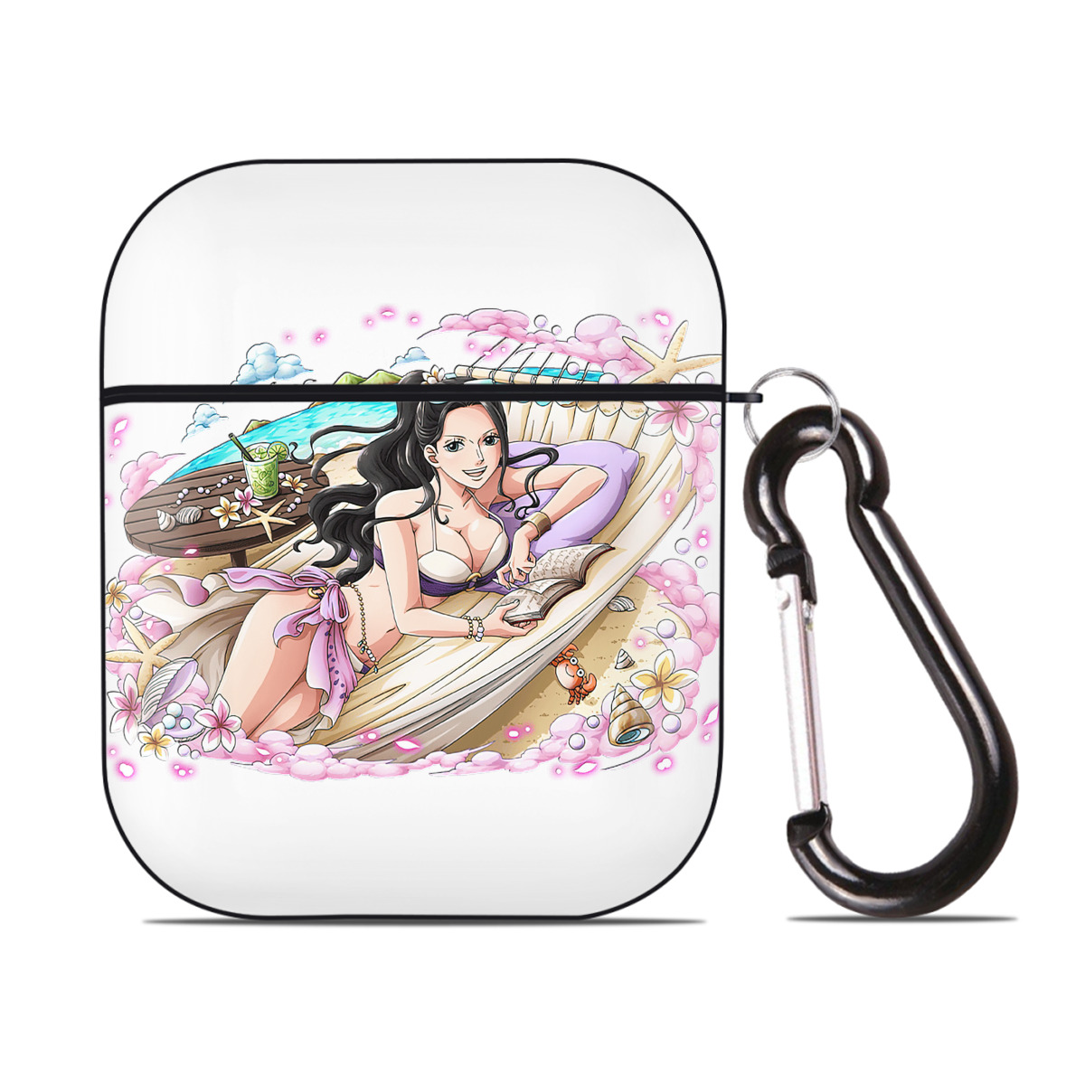 ワンピース ニコ・ロビン ONE PIECE Nico Robin AirPods 第2世代保護ケース ハードシェル ブラック 耐衝撃・防指紋・カラビナ付き