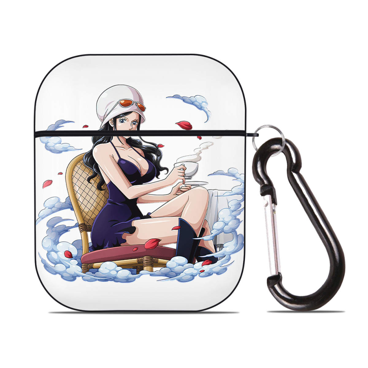 ワンピース ニコ・ロビン ONE PIECE Nico Robin AirPods 第2世代保護ケース ハードシェル ブラック 耐衝撃・防指紋・カラビナ付き