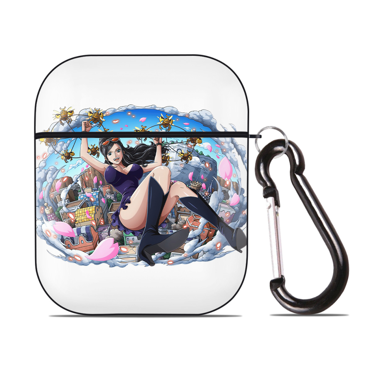 ワンピース ニコ・ロビン ONE PIECE Nico Robin AirPods 第2世代保護ケース ハードシェル ブラック 耐衝撃・防指紋・カラビナ付き