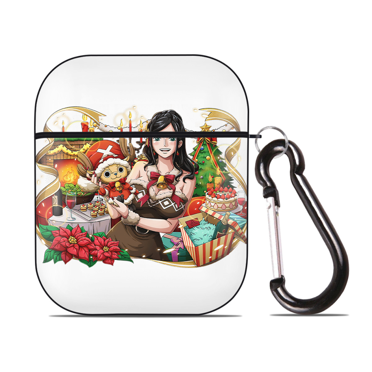 ワンピース ニコ・ロビン ONE PIECE Nico Robin AirPods 第2世代保護ケース ハードシェル ブラック 耐衝撃・防指紋・カラビナ付き