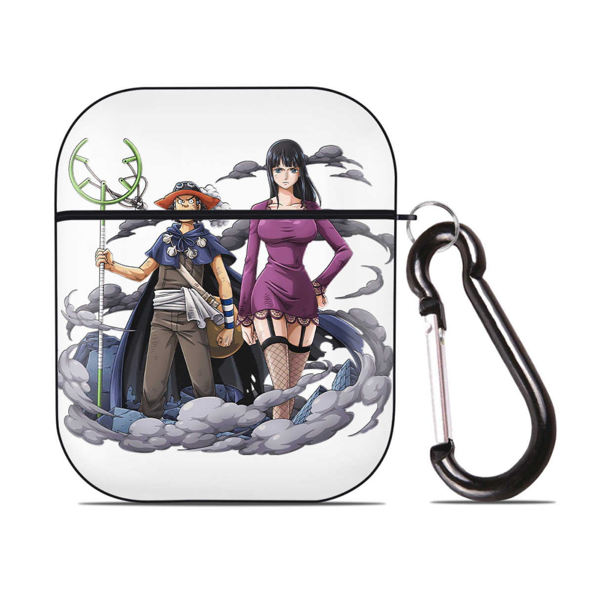 ワンピース ニコ・ロビン ONE PIECE Nico Robin AirPods 第2世代保護ケース ハードシェル ブラック 耐衝撃・防指紋・カラビナ付き