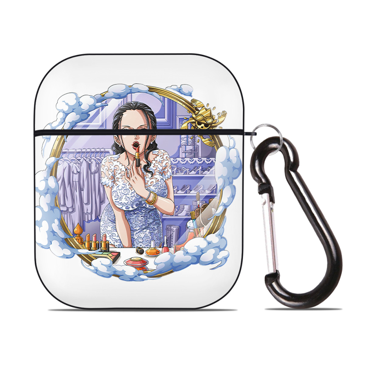 ワンピース ニコ・ロビン ONE PIECE Nico Robin AirPods 第2世代保護ケース ハードシェル ブラック 耐衝撃・防指紋・カラビナ付き