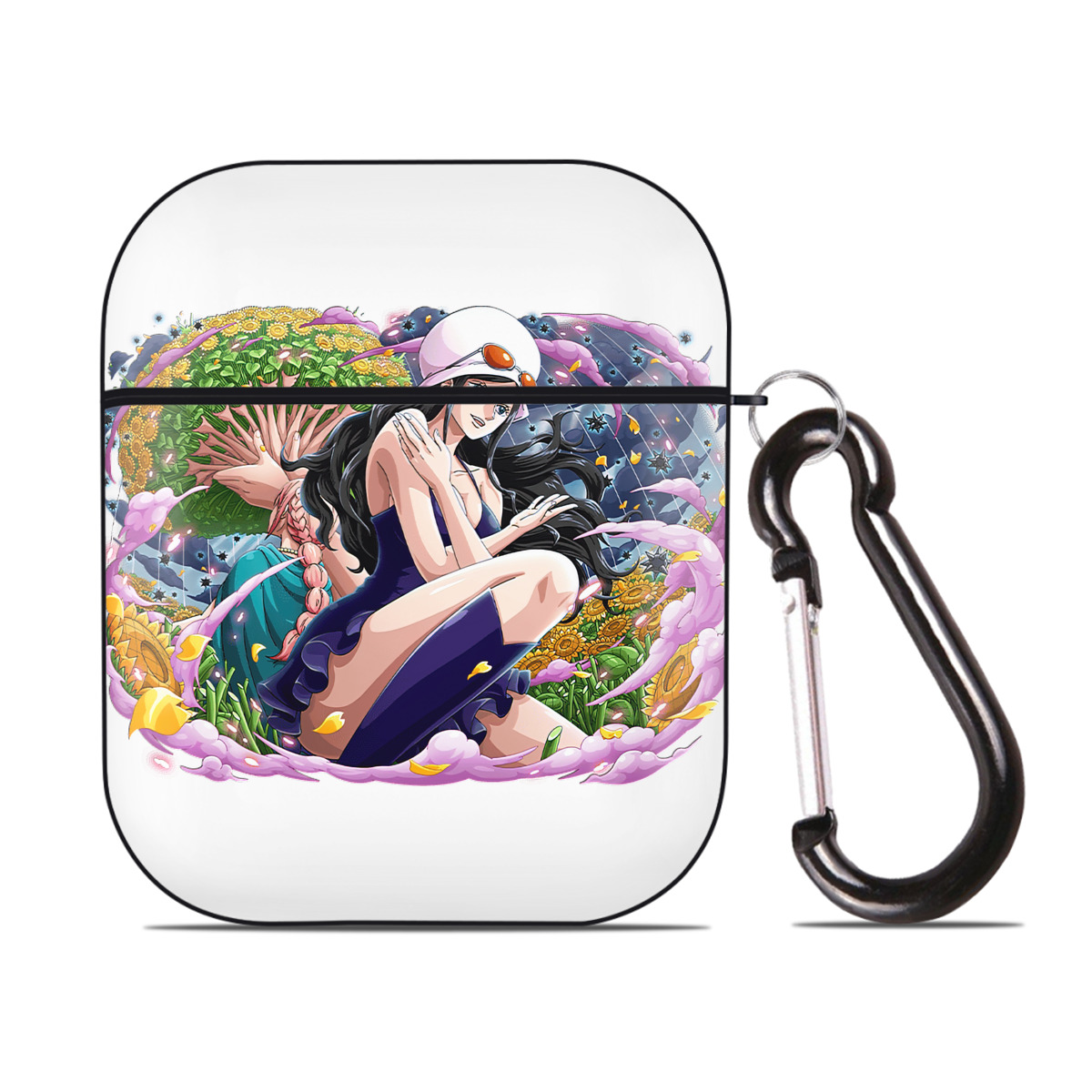 ワンピース ニコ・ロビン ONE PIECE Nico Robin AirPods 第2世代保護ケース ハードシェル ブラック 耐衝撃・防指紋・カラビナ付き
