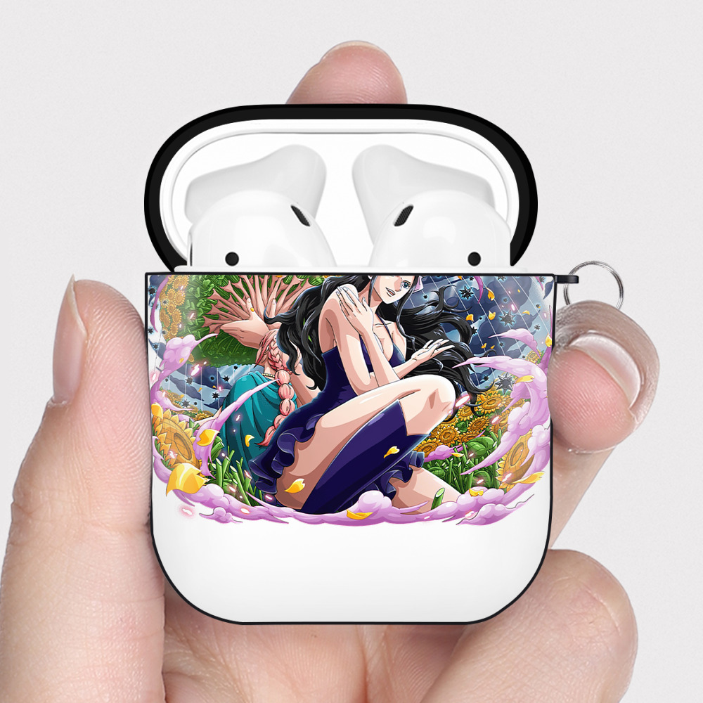 ワンピース ニコ・ロビン ONE PIECE Nico Robin AirPods 第2世代保護ケース ハードシェル ブラック 耐衝撃・防指紋・カラビナ付き