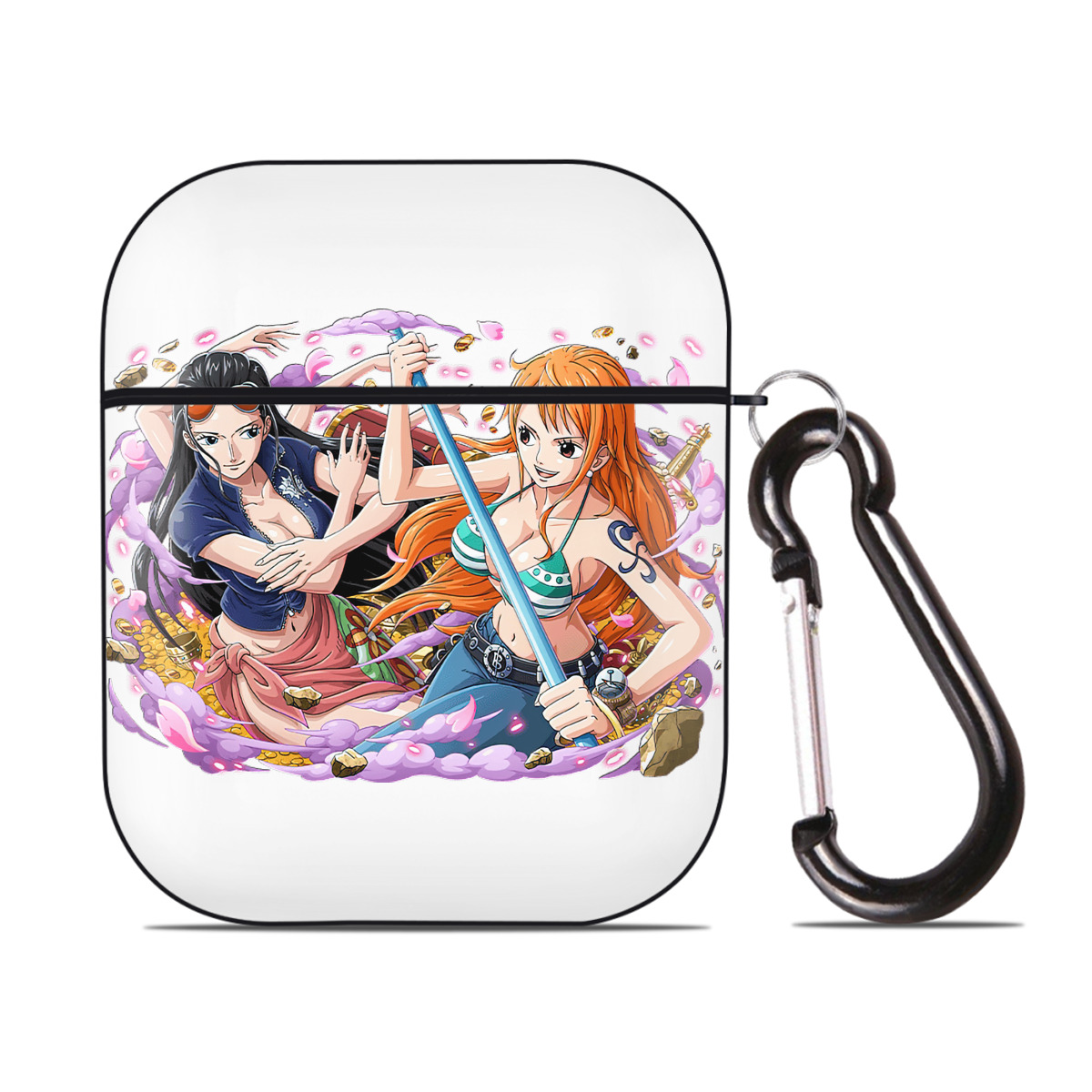 ワンピース ニコ・ロビン ONE PIECE Nico Robin AirPods 第2世代保護ケース ハードシェル ブラック 耐衝撃・防指紋・カラビナ付き