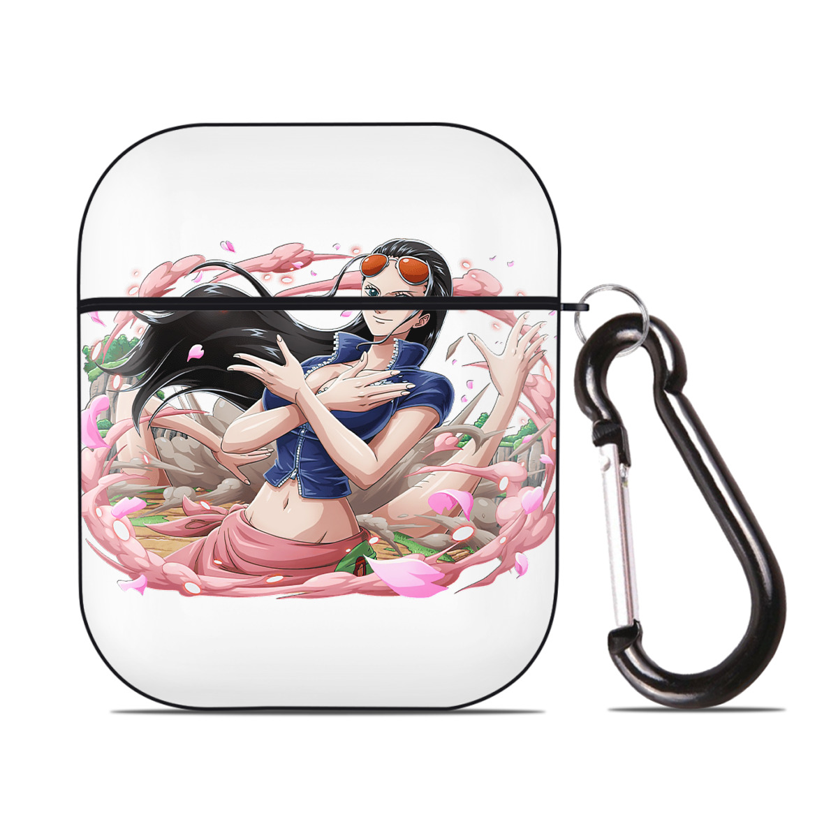 ワンピース ニコ・ロビン ONE PIECE Nico Robin AirPods 第2世代保護ケース ハードシェル ブラック 耐衝撃・防指紋・カラビナ付き