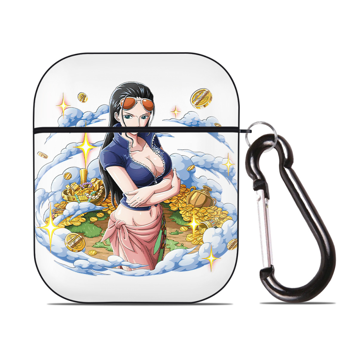 ワンピース ニコ・ロビン ONE PIECE Nico Robin AirPods 第2世代保護ケース ハードシェル ブラック 耐衝撃・防指紋・カラビナ付き