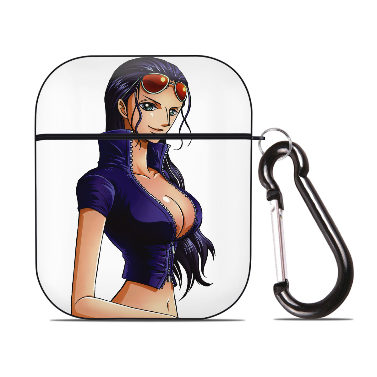 ワンピース ニコ・ロビン ONE PIECE Nico Robin AirPods 第2世代保護ケース ハードシェル ブラック 耐衝撃・防指紋・カラビナ付き