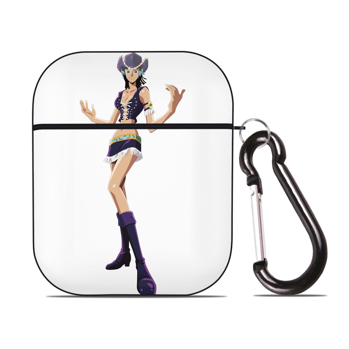 ワンピース ニコ・ロビン ONE PIECE Nico Robin AirPods 第2世代保護ケース ハードシェル ブラック 耐衝撃・防指紋・カラビナ付き