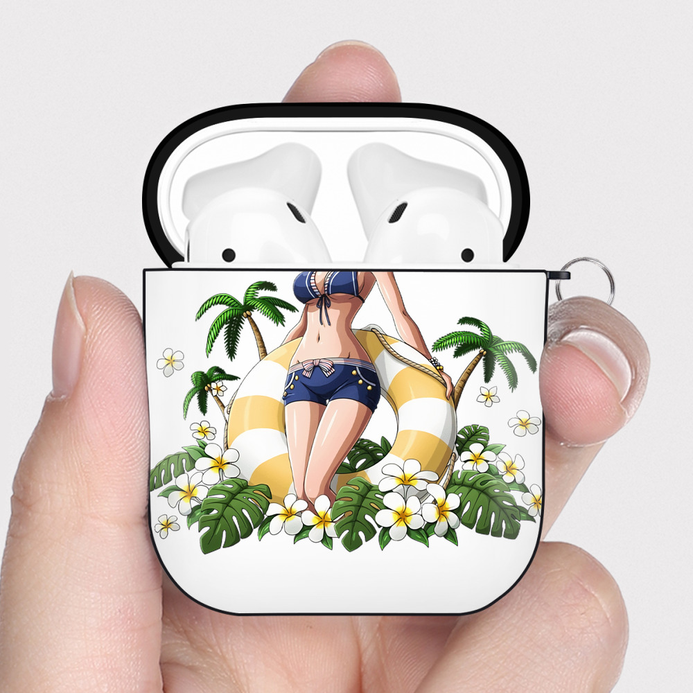 ワンピース ニコ・ロビン ONE PIECE Nico Robin AirPods 第2世代保護ケース ハードシェル ブラック 耐衝撃・防指紋・カラビナ付き