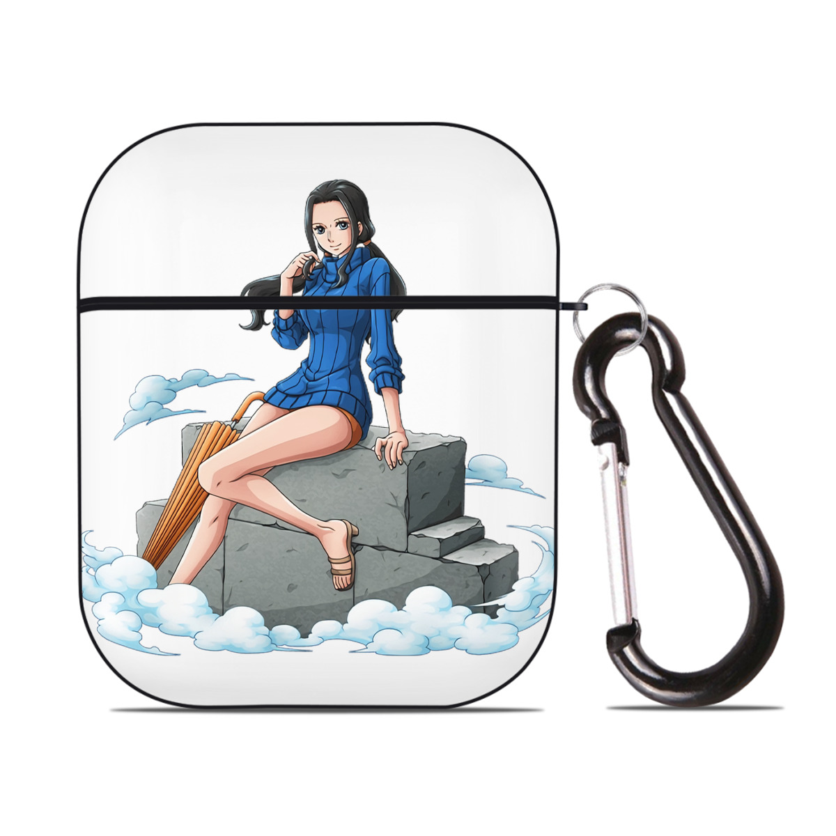ワンピース ニコ・ロビン ONE PIECE Nico Robin AirPods 第2世代保護ケース ハードシェル ブラック 耐衝撃・防指紋・カラビナ付き