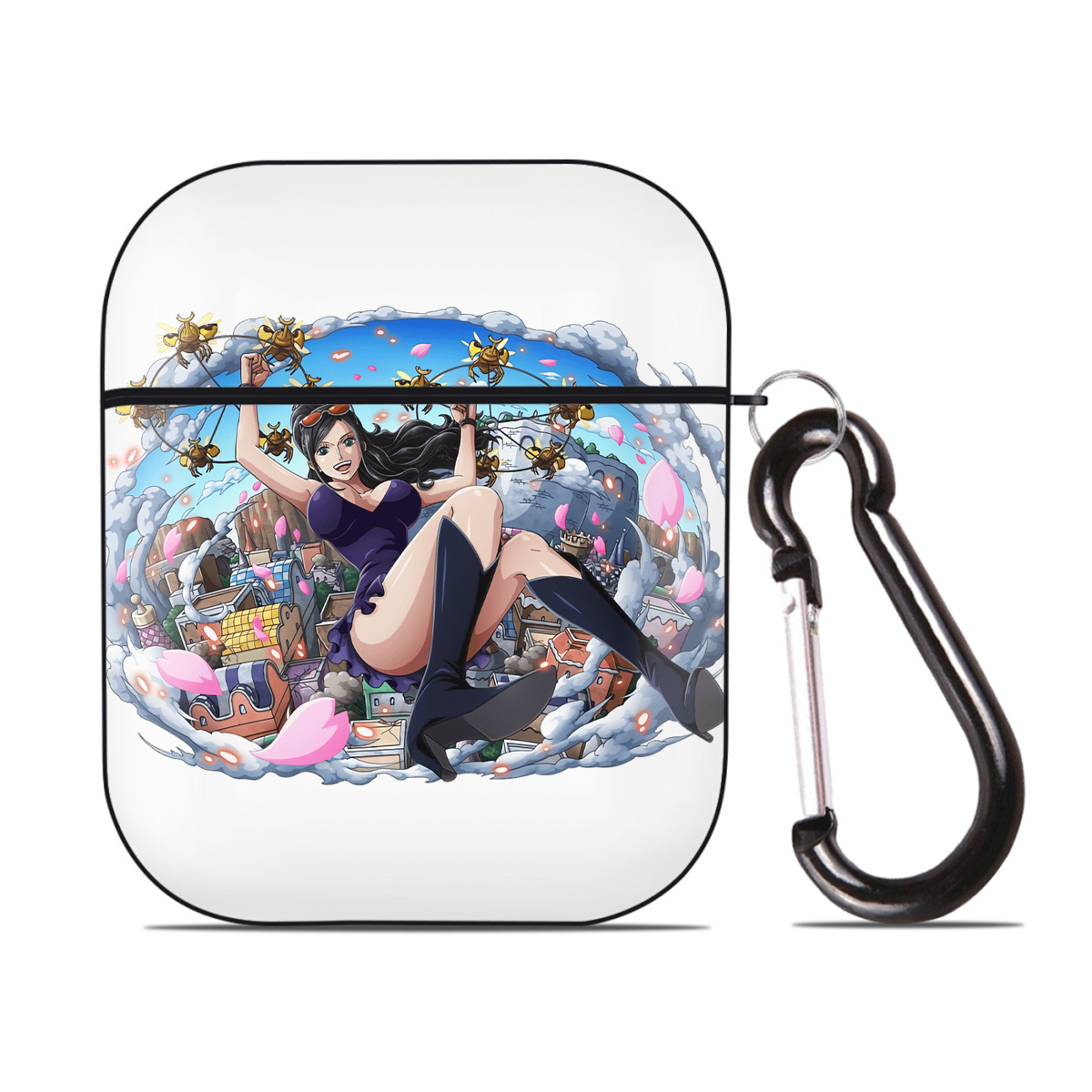 ワンピース ニコ・ロビン ONE PIECE Nico Robin AirPods 第2世代保護ケース ハードシェル ブラック 耐衝撃・防指紋・カラビナ付き