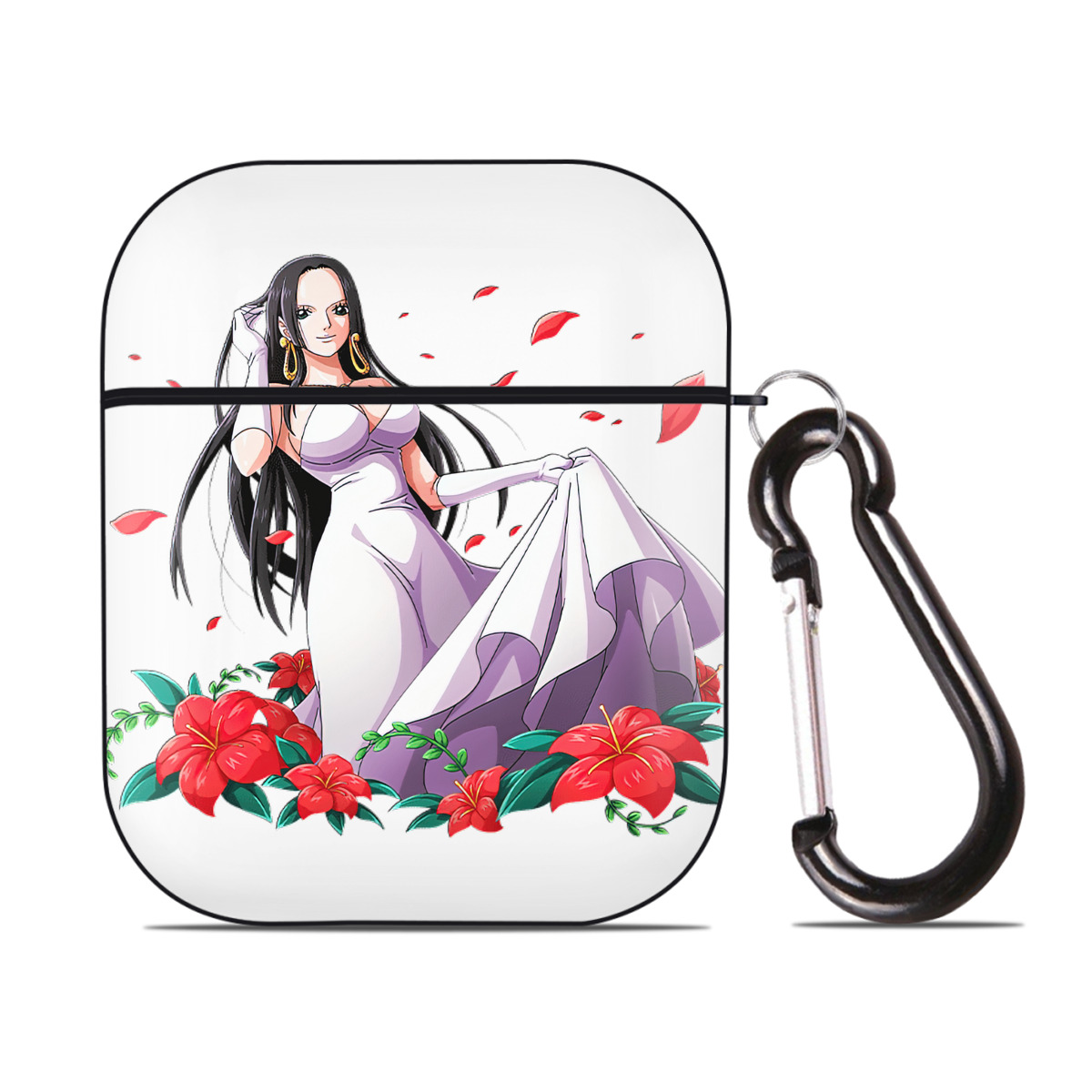 ワンピース ボア・ハンコック ONE PIECE Boa·Hancock AirPods 第2世代保護ケース ハードシェル ブラック 耐衝撃・防指紋・カラビナ付き