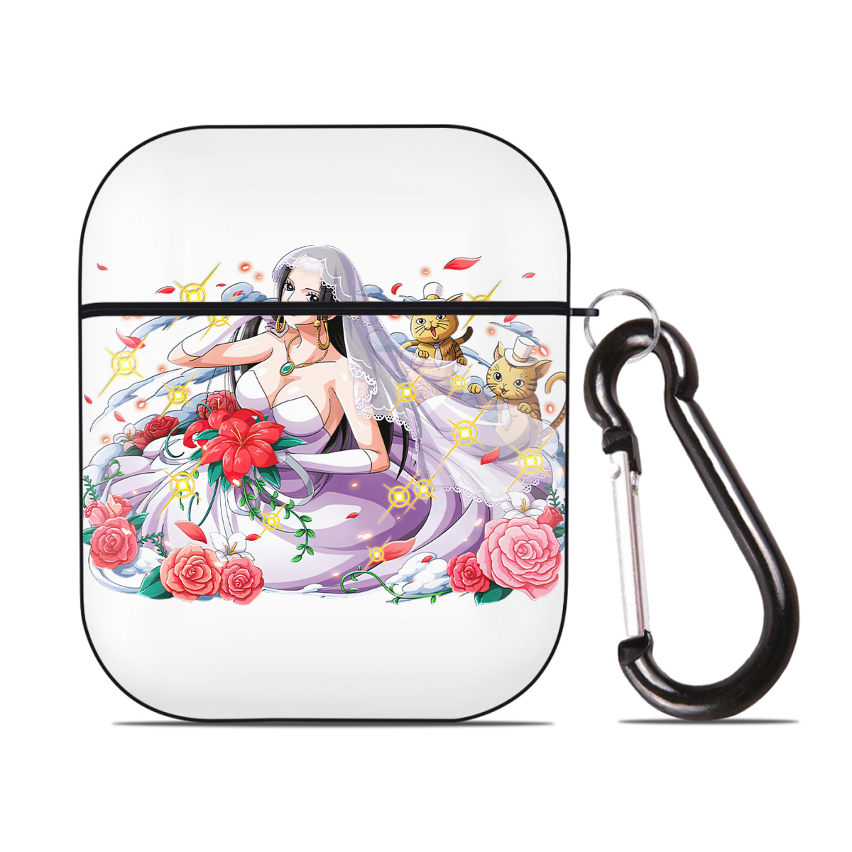 ワンピース ボア・ハンコック ONE PIECE Boa·Hancock AirPods 第2世代保護ケース ハードシェル ブラック 耐衝撃・防指紋・カラビナ付き