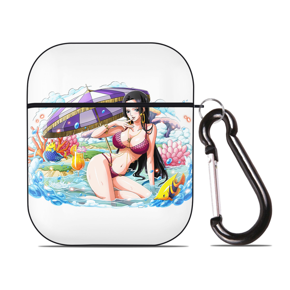ワンピース ボア・ハンコック ONE PIECE Boa·Hancock AirPods 第2世代保護ケース ハードシェル ブラック 耐衝撃・防指紋・カラビナ付き