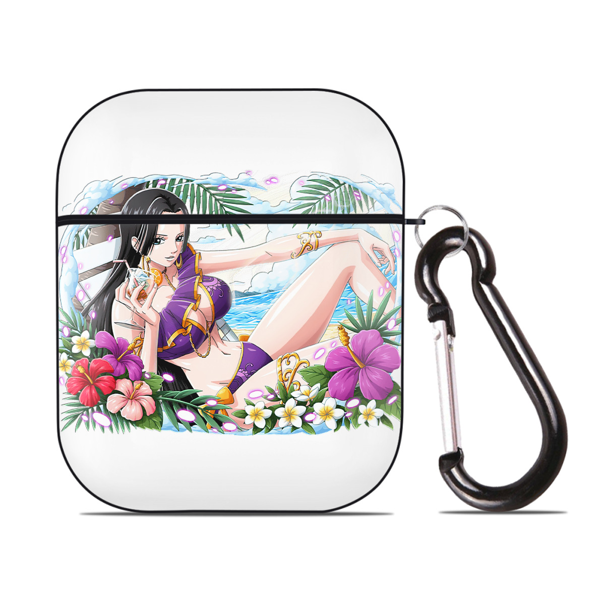 ワンピース ボア・ハンコック ONE PIECE Boa·Hancock AirPods 第2世代保護ケース ハードシェル ブラック 耐衝撃・防指紋・カラビナ付き