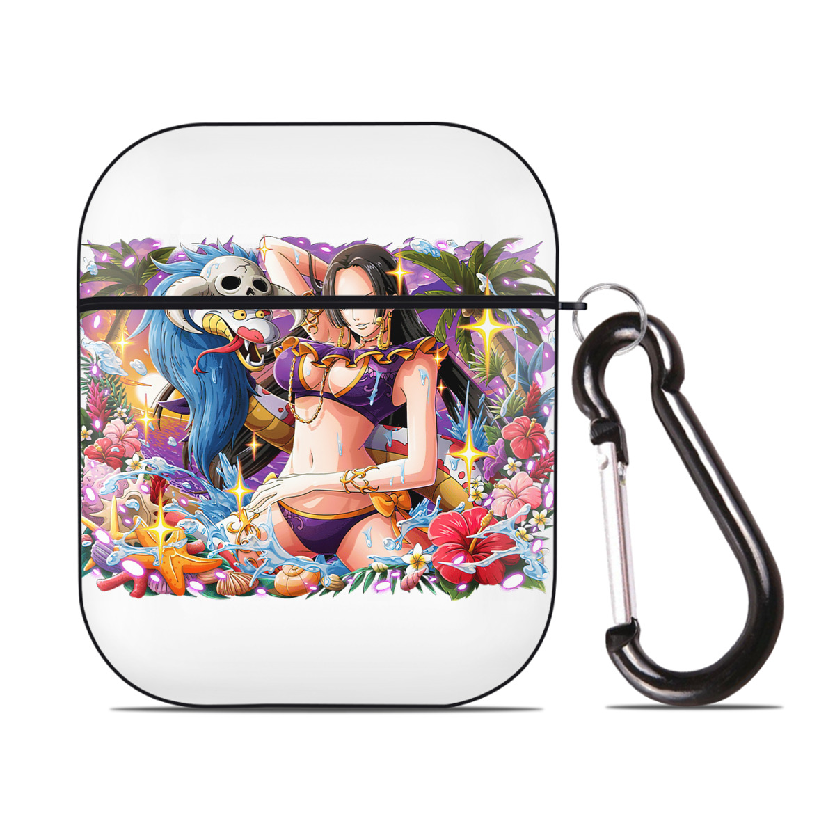 ワンピース ボア・ハンコック ONE PIECE Boa·Hancock AirPods 第2世代保護ケース ハードシェル ブラック 耐衝撃・防指紋・カラビナ付き