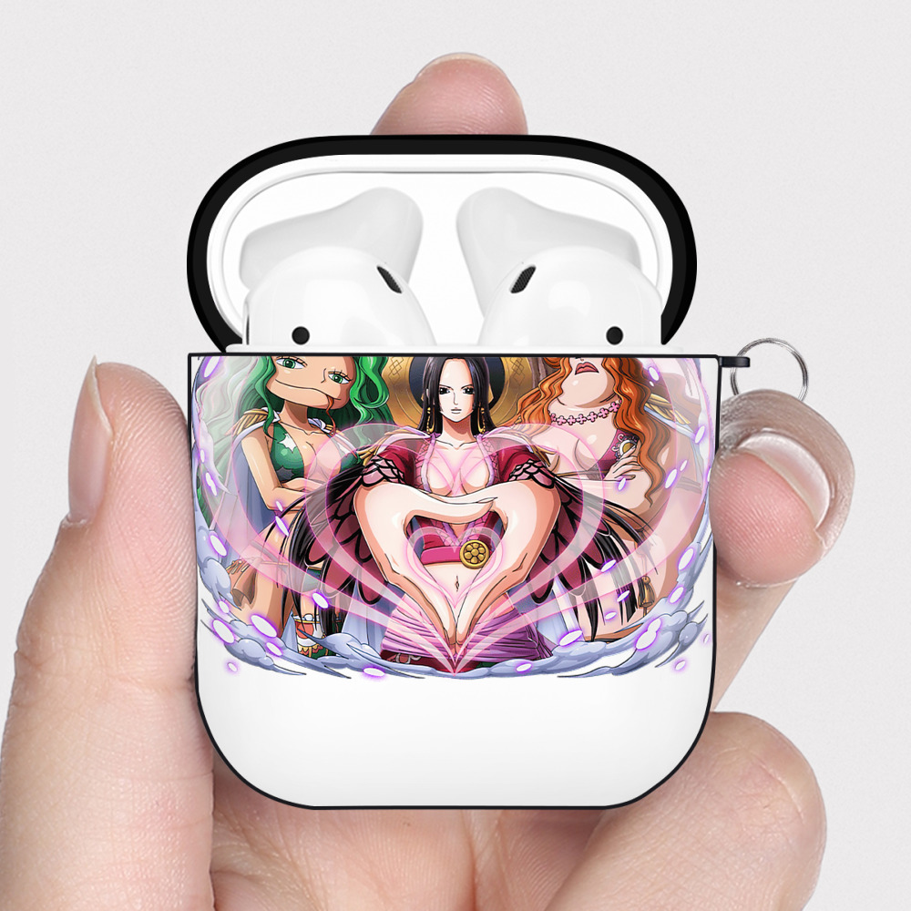 ワンピース ボア・ハンコック ONE PIECE Boa·Hancock AirPods 第2世代保護ケース ハードシェル ブラック 耐衝撃・防指紋・カラビナ付き