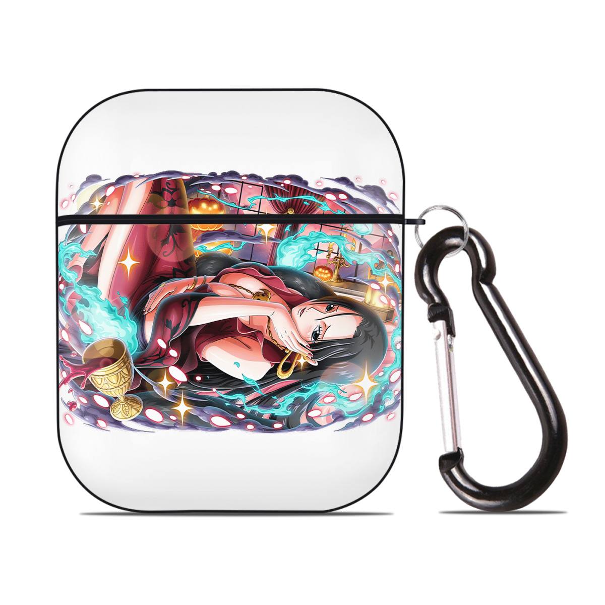 ワンピース ボア・ハンコック ONE PIECE Boa·Hancock AirPods 第2世代保護ケース ハードシェル ブラック 耐衝撃・防指紋・カラビナ付き