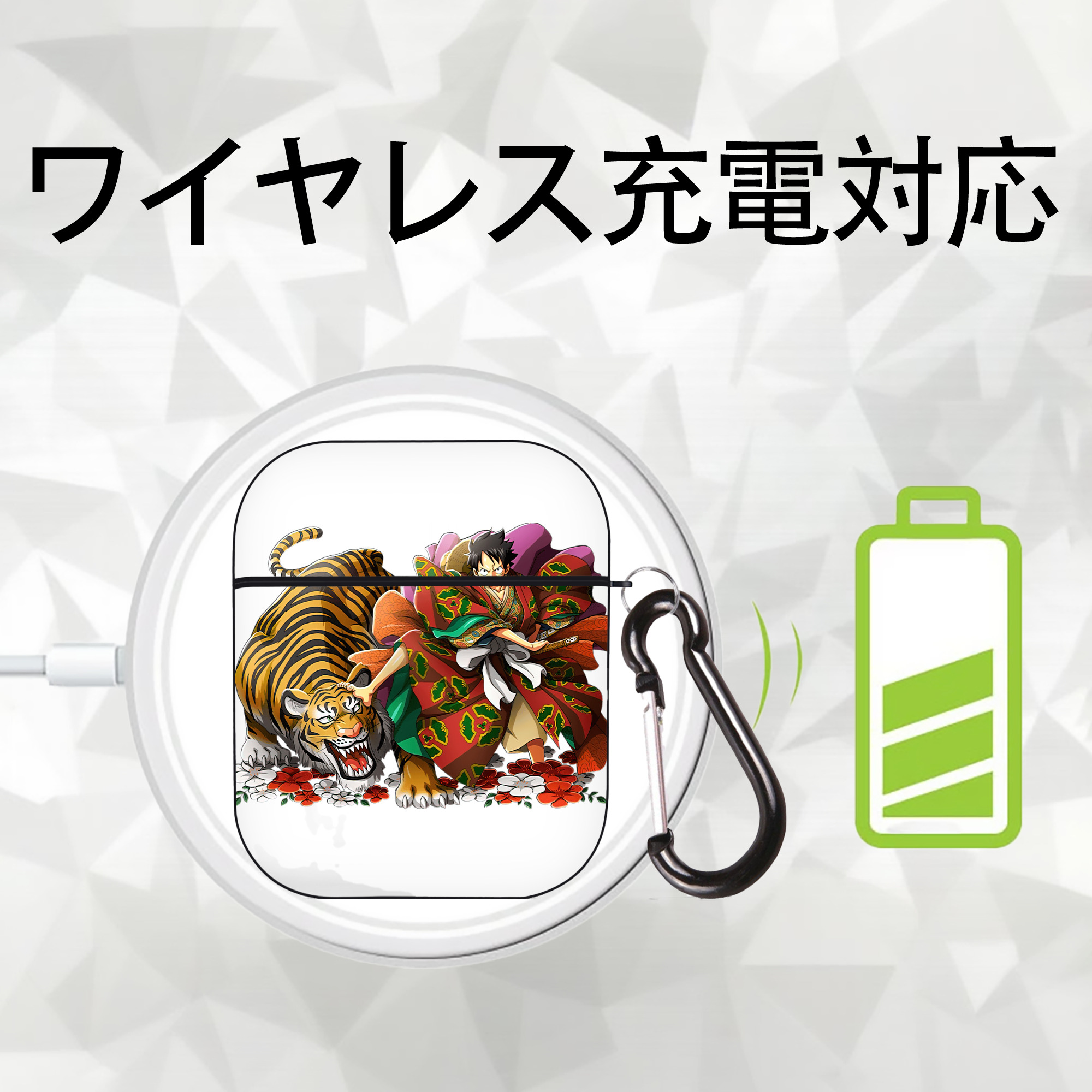 ワンピース モンキー・D・ルフィ ONE PIECE Monkey D. Luffy AirPods 第2世代保護ケース ハードシェル ブラック 耐衝撃・防指紋・カラビナ付き