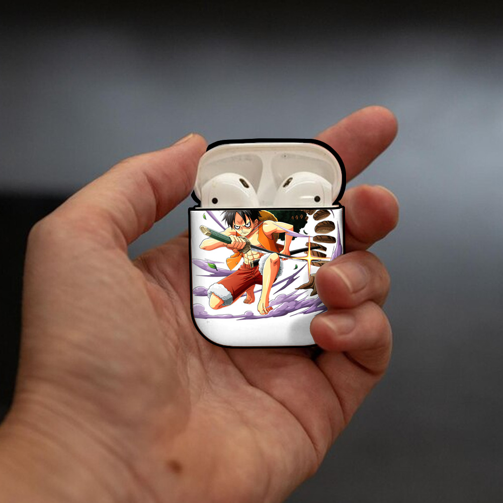 ワンピース モンキー・D・ルフィ ONE PIECE Monkey D. Luffy AirPods 第2世代保護ケース ハードシェル ブラック 耐衝撃・防指紋・カラビナ付き