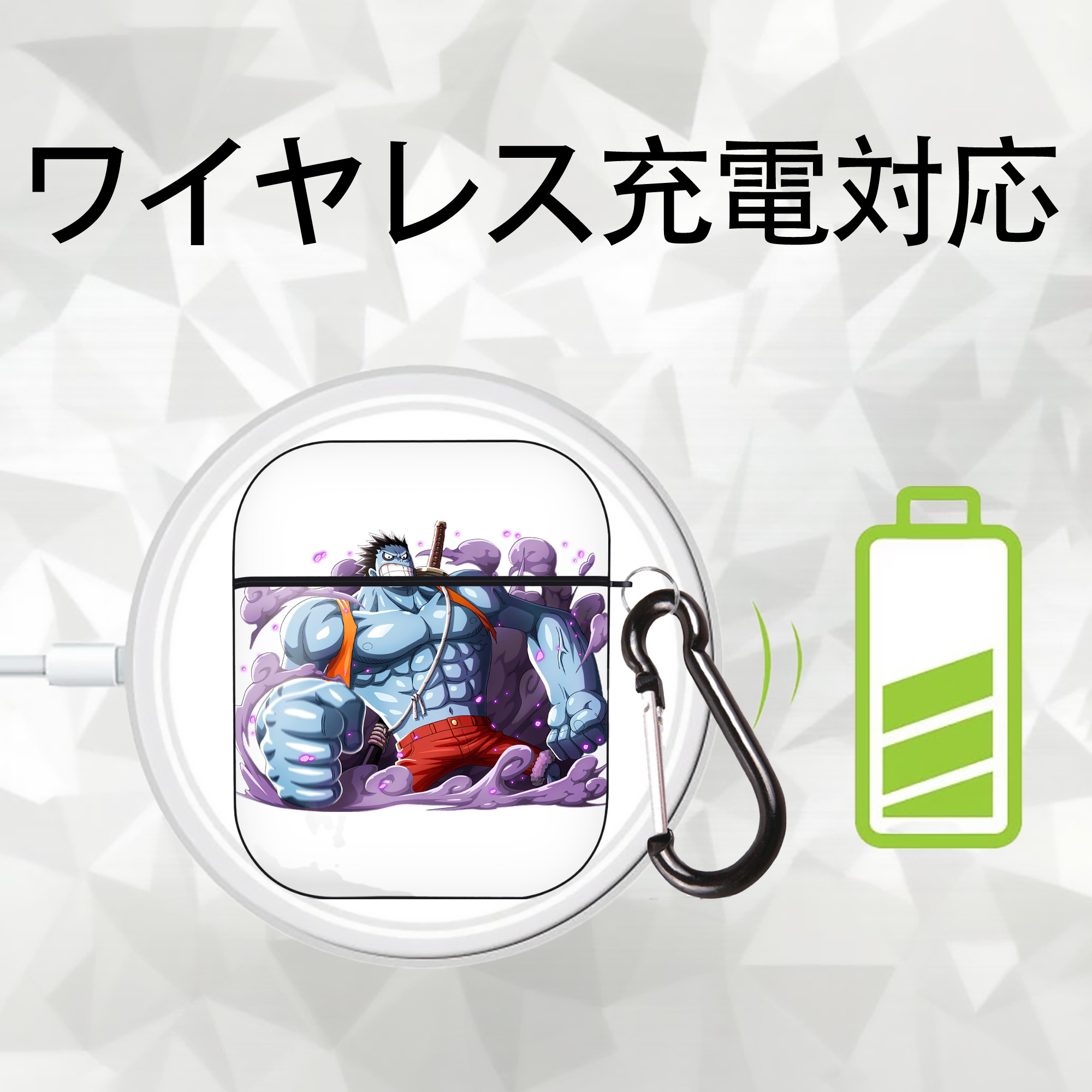 ワンピース モンキー・D・ルフィ ONE PIECE Monkey D. Luffy AirPods 第2世代保護ケース ハードシェル ブラック 耐衝撃・防指紋・カラビナ付き