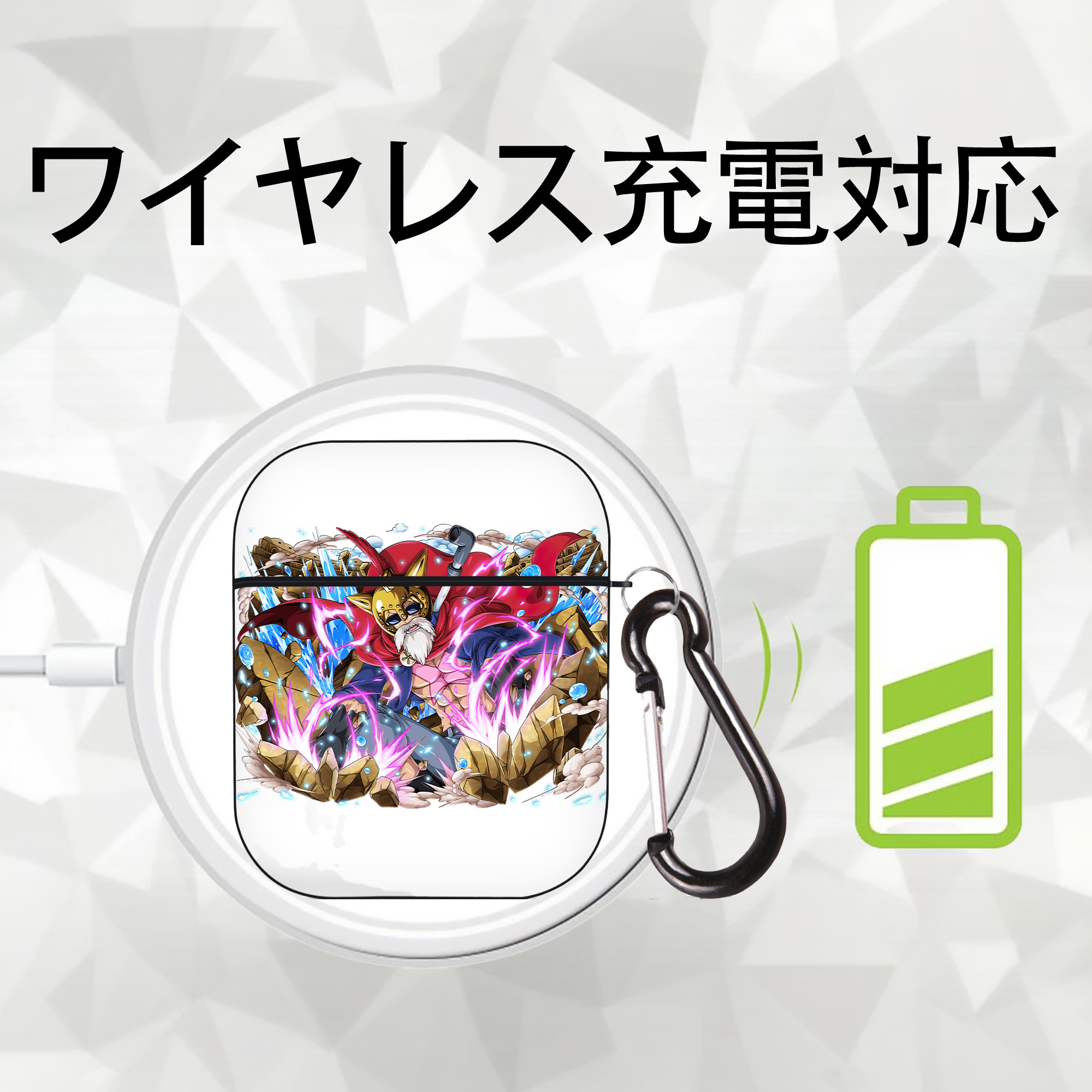 ワンピース モンキー・D・ルフィ ONE PIECE Monkey D. Luffy AirPods 第2世代保護ケース ハードシェル ブラック 耐衝撃・防指紋・カラビナ付き