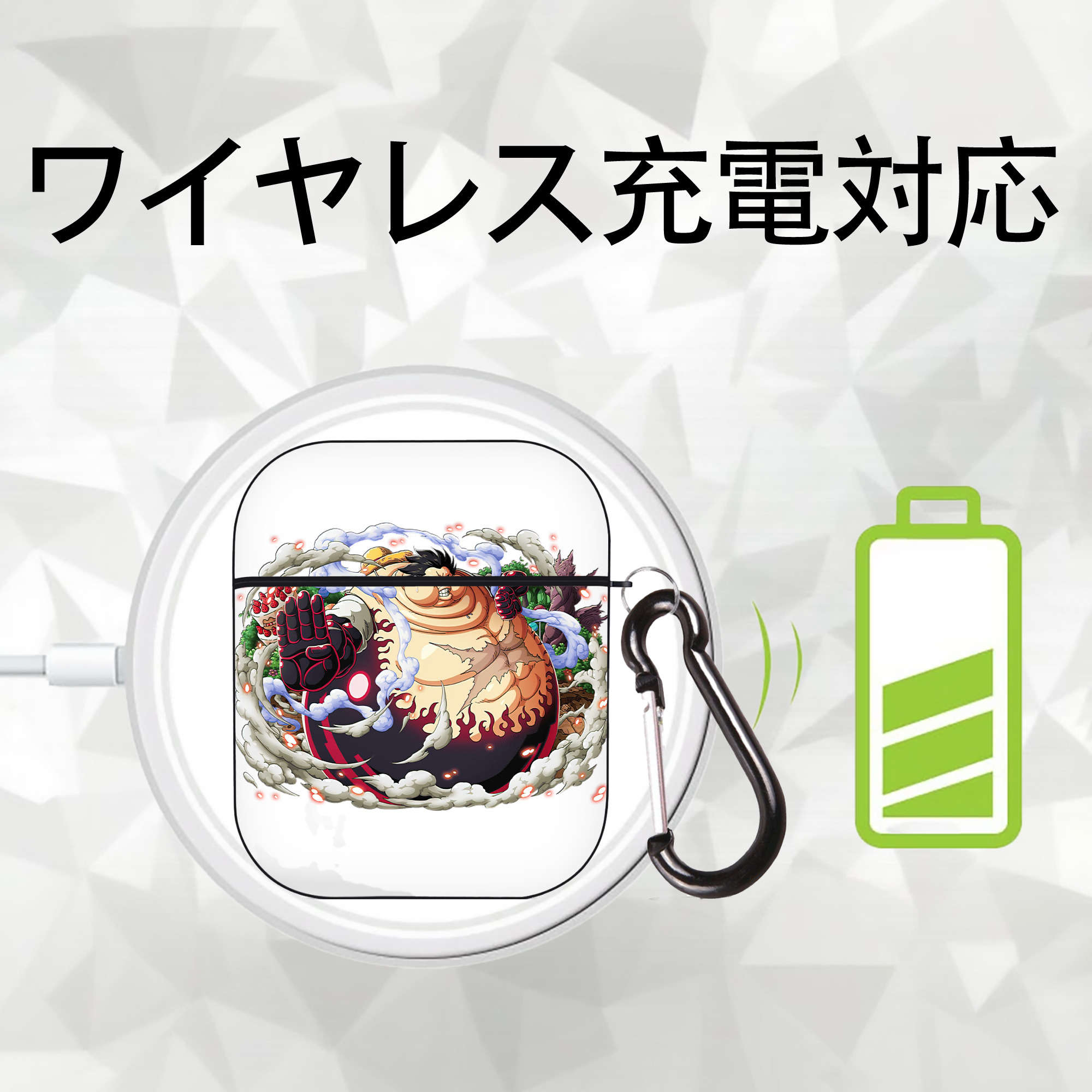 ワンピース モンキー・D・ルフィ ONE PIECE Monkey D. Luffy AirPods 第2世代保護ケース ハードシェル ブラック 耐衝撃・防指紋・カラビナ付き