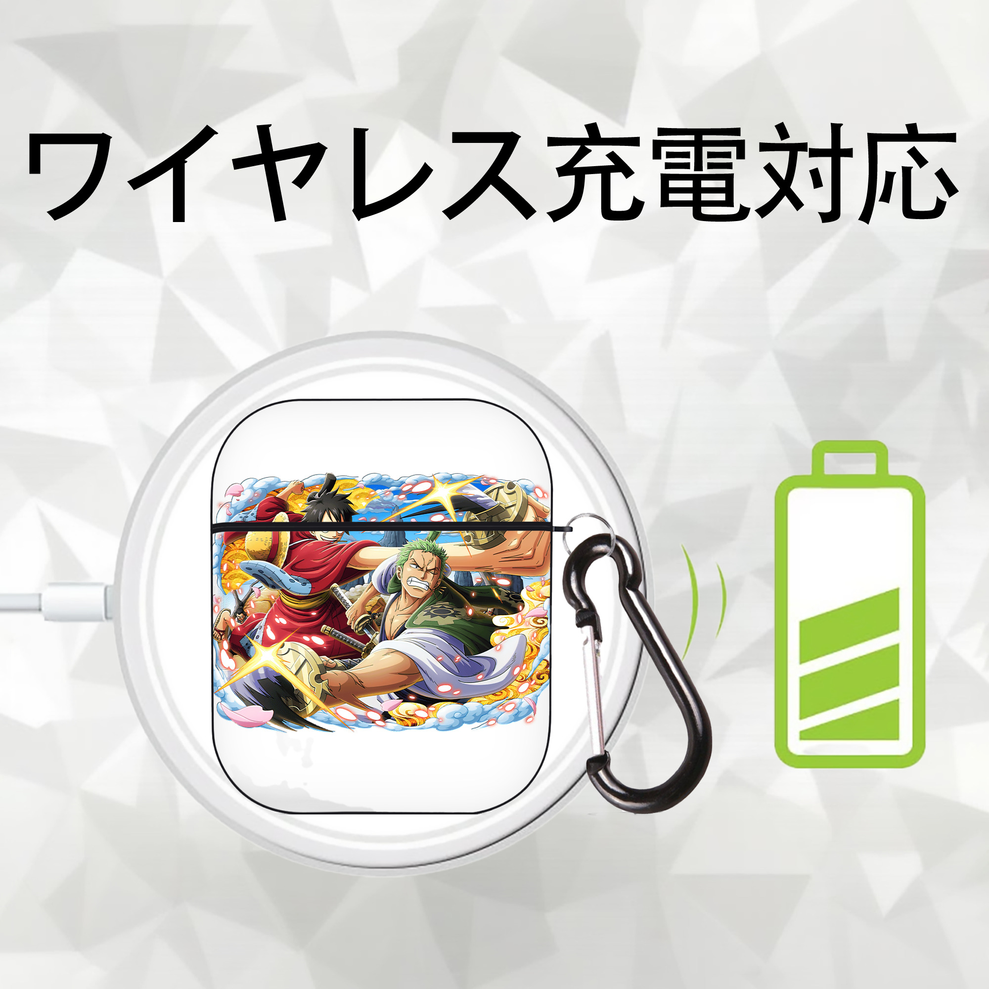 ワンピース モンキー・D・ルフィ ONE PIECE Monkey D. Luffy AirPods 第2世代保護ケース ハードシェル ブラック 耐衝撃・防指紋・カラビナ付き