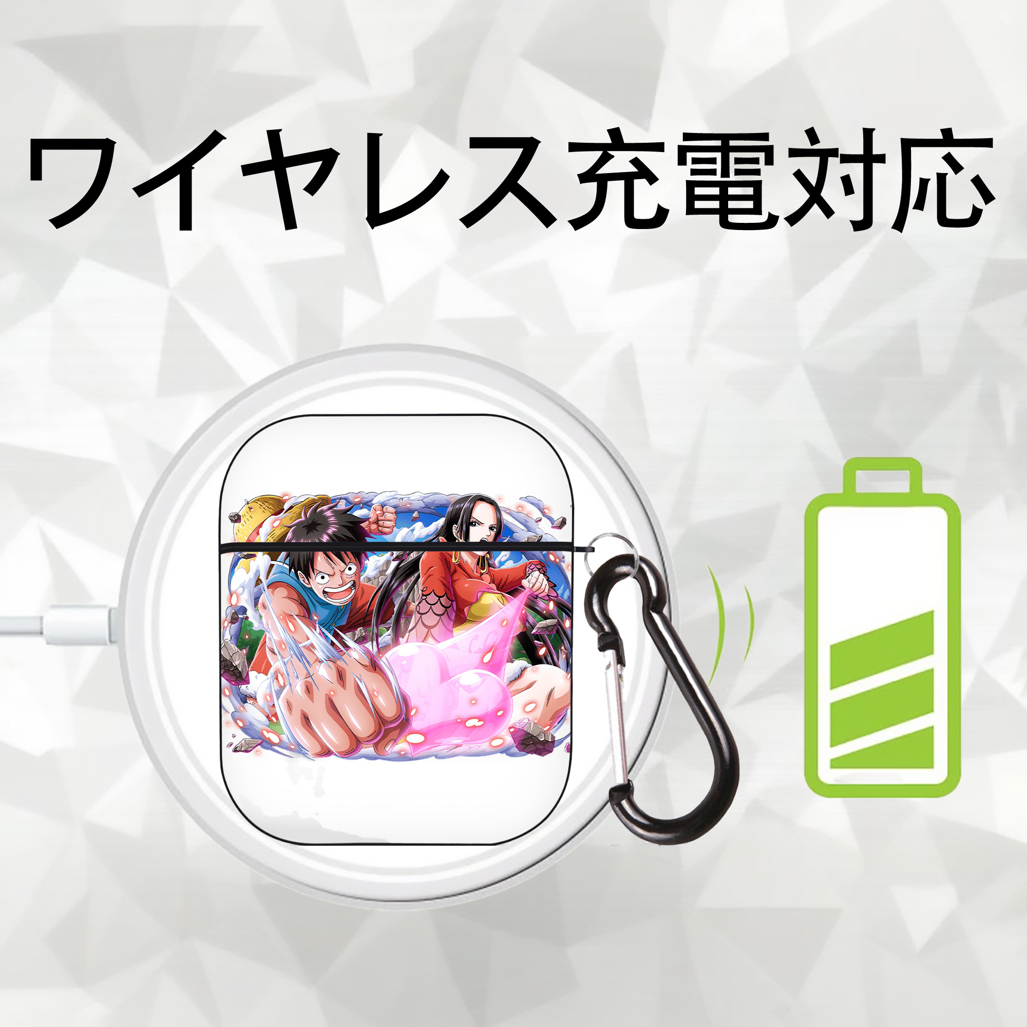 ワンピース モンキー・D・ルフィ ONE PIECE Monkey D. Luffy AirPods 第2世代保護ケース ハードシェル ブラック 耐衝撃・防指紋・カラビナ付き