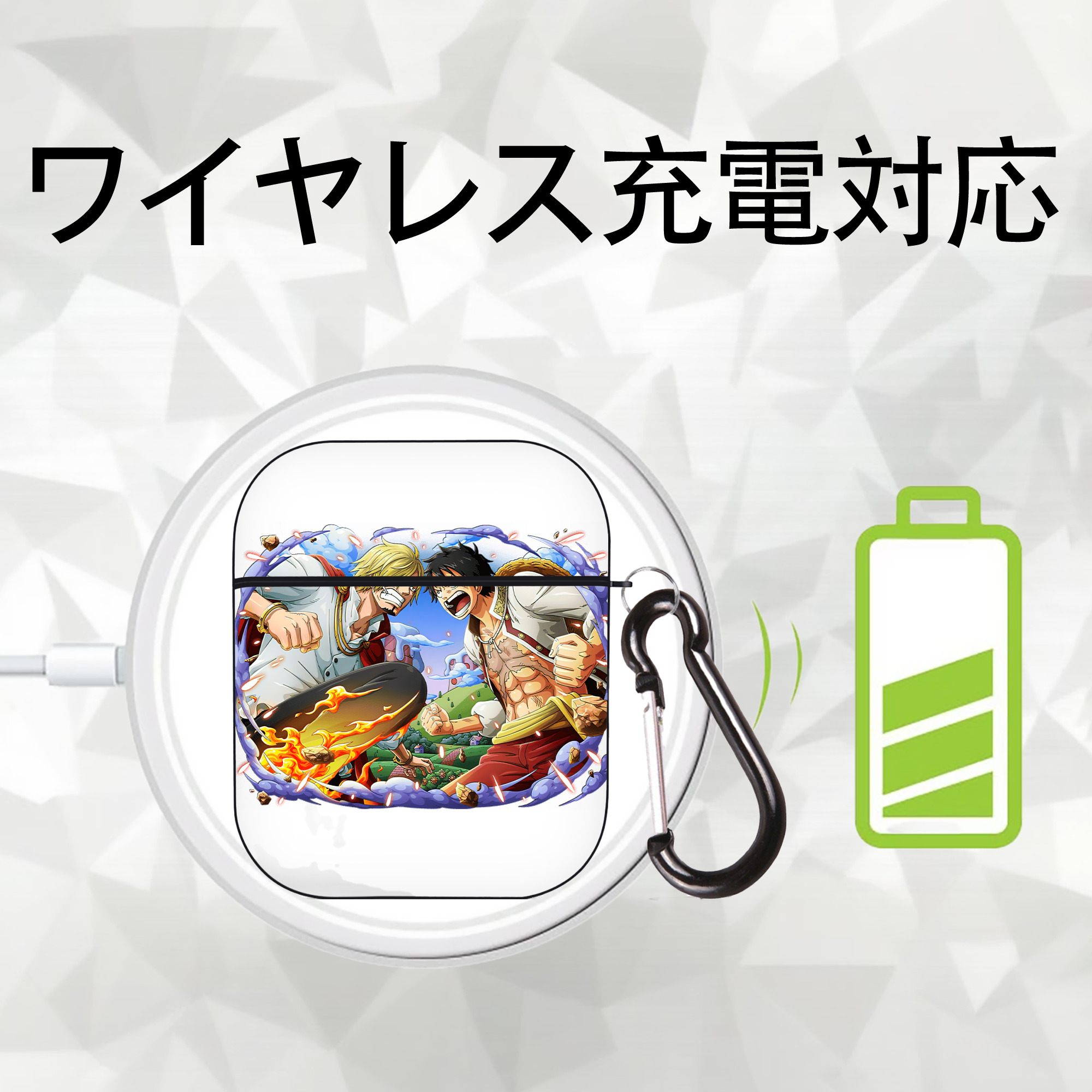 ワンピース モンキー・D・ルフィ ONE PIECE Monkey D. Luffy AirPods 第2世代保護ケース ハードシェル ブラック 耐衝撃・防指紋・カラビナ付き