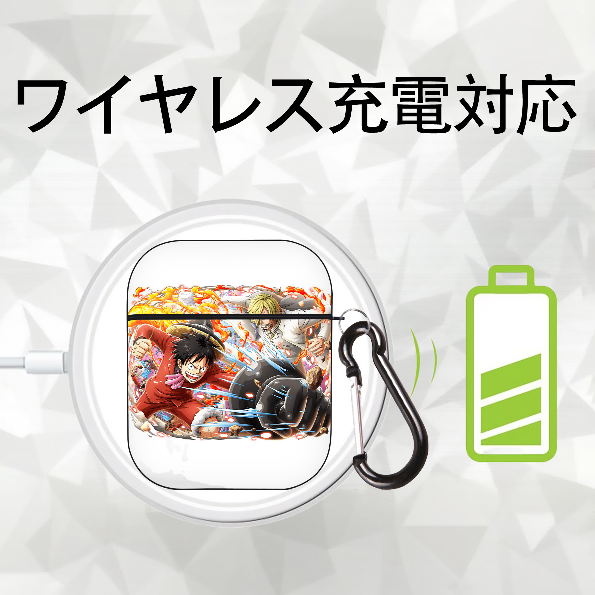 ワンピース モンキー・D・ルフィ ONE PIECE Monkey D. Luffy AirPods 第2世代保護ケース ハードシェル ブラック 耐衝撃・防指紋・カラビナ付き