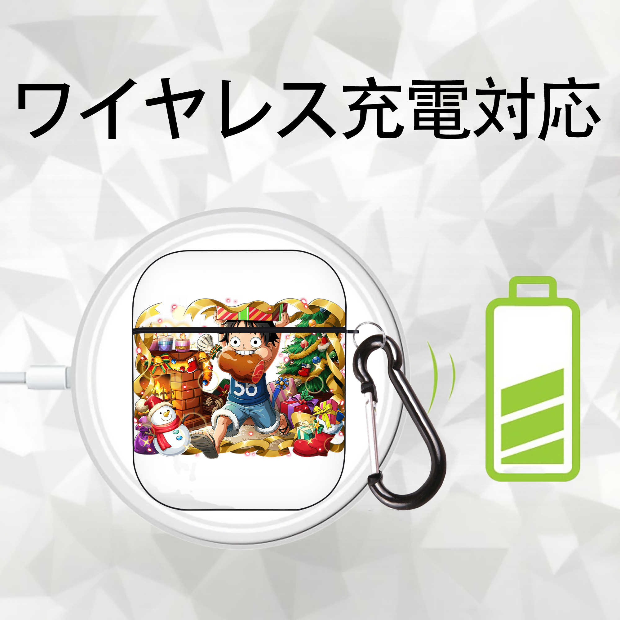 ワンピース モンキー・D・ルフィ ONE PIECE Monkey D. Luffy AirPods 第2世代保護ケース ハードシェル ブラック 耐衝撃・防指紋・カラビナ付き