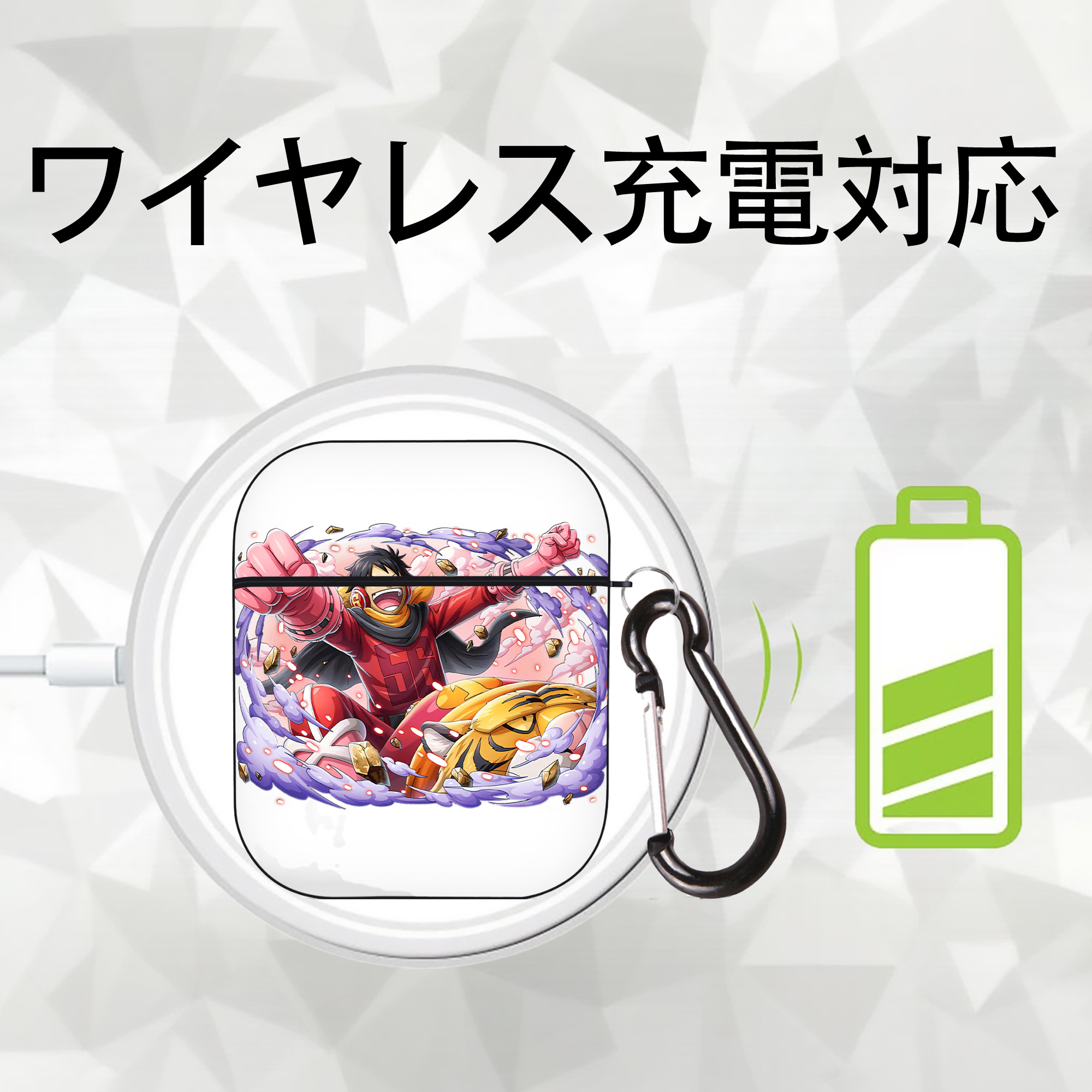ワンピース モンキー・D・ルフィ ONE PIECE Monkey D. Luffy AirPods 第2世代保護ケース ハードシェル ブラック 耐衝撃・防指紋・カラビナ付き