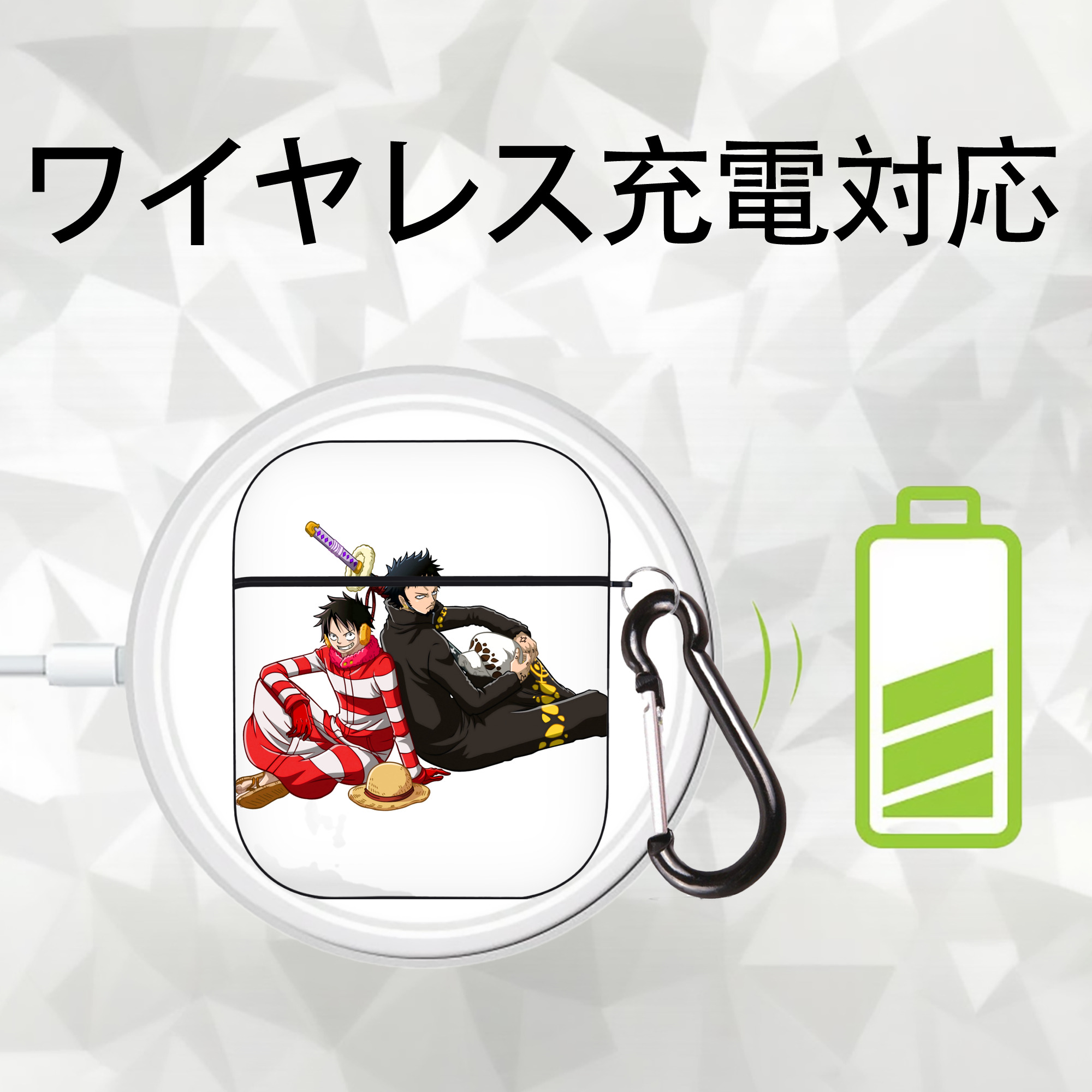 ワンピース モンキー・D・ルフィ ONE PIECE Monkey D. Luffy AirPods 第2世代保護ケース ハードシェル ブラック 耐衝撃・防指紋・カラビナ付き