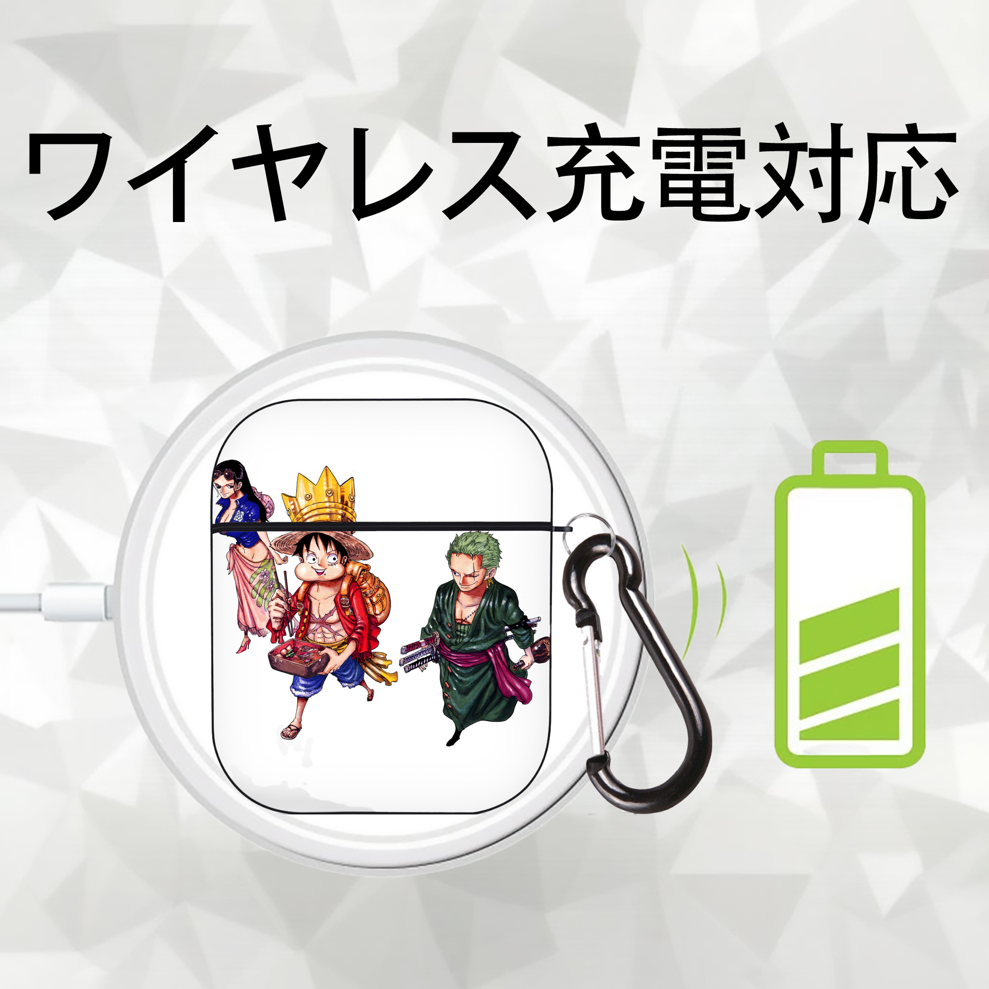 ワンピース モンキー・D・ルフィ ONE PIECE Monkey D. Luffy AirPods 第2世代保護ケース ハードシェル ブラック 耐衝撃・防指紋・カラビナ付き