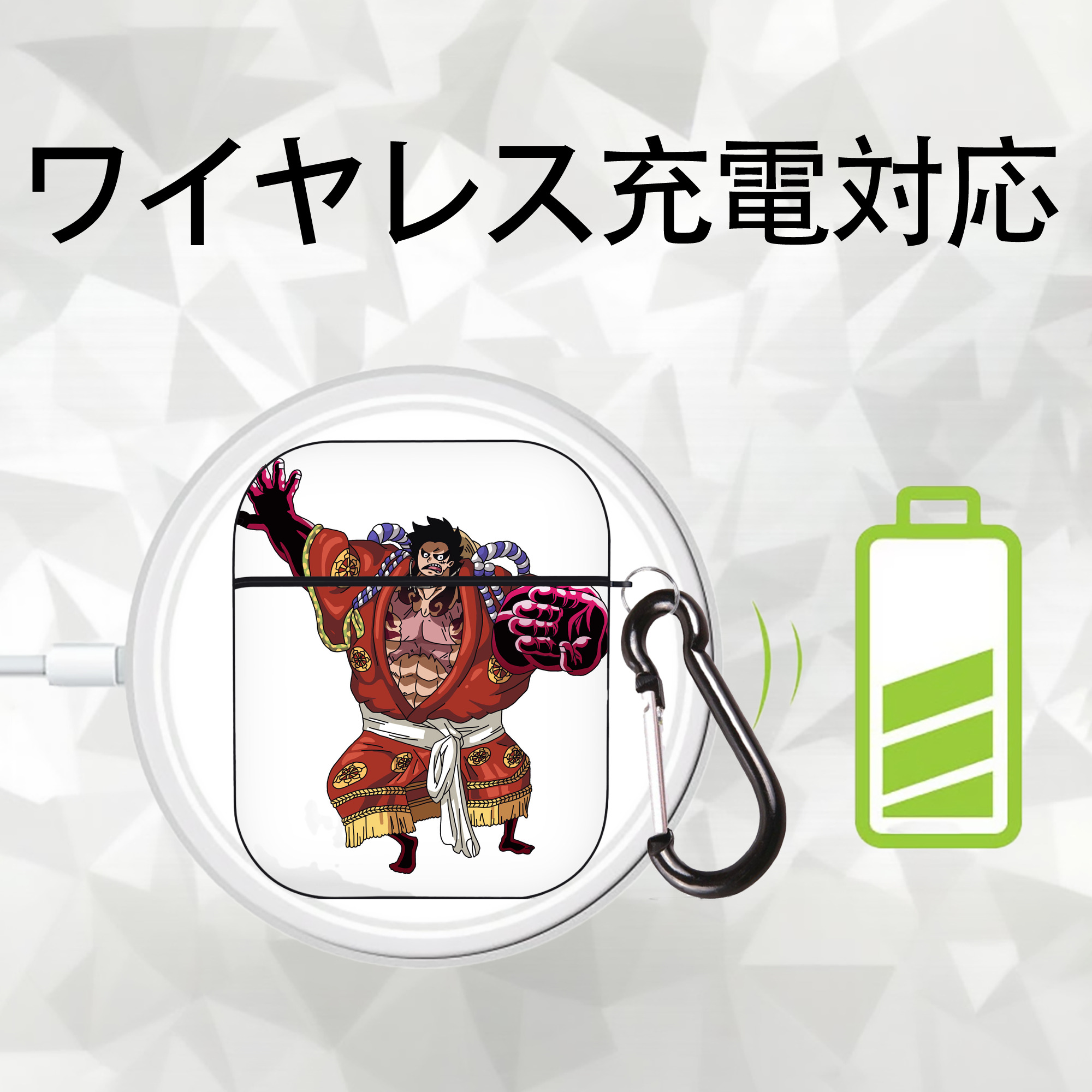 ワンピース モンキー・D・ルフィ ONE PIECE Monkey D. Luffy AirPods 第2世代保護ケース ハードシェル ブラック 耐衝撃・防指紋・カラビナ付き
