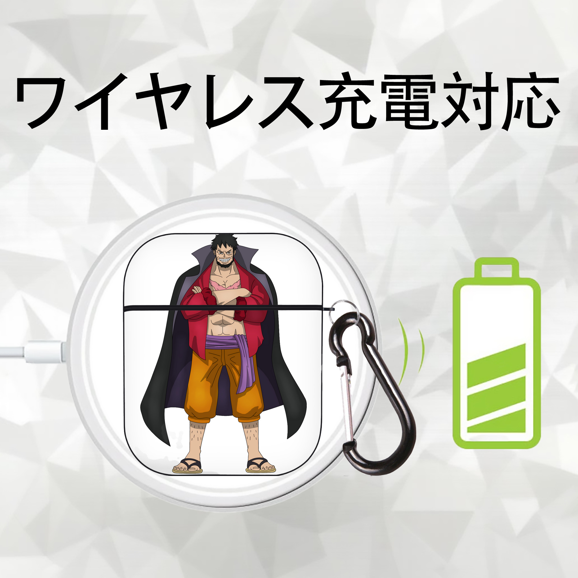 ワンピース モンキー・D・ルフィ ONE PIECE Monkey D. Luffy AirPods 第2世代保護ケース ハードシェル ブラック 耐衝撃・防指紋・カラビナ付き