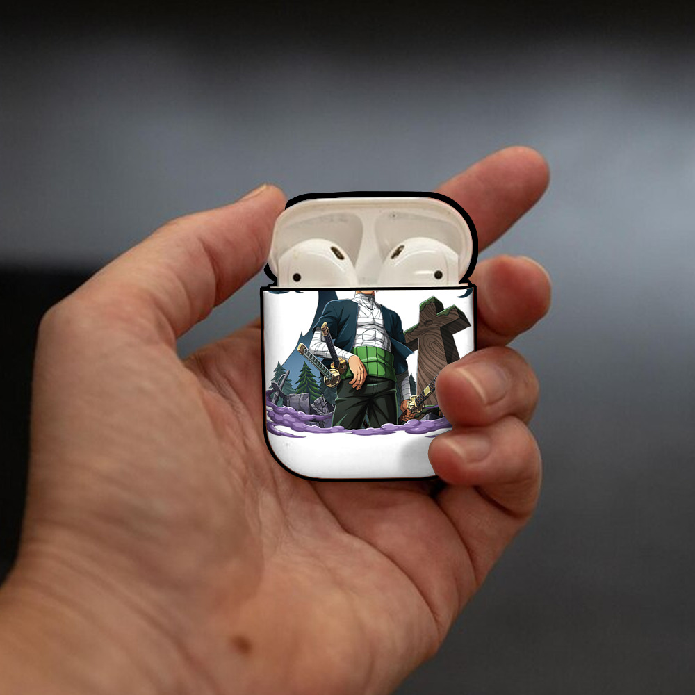 ワンピース ロロノア・ゾロ ONE PIECE Roronoa Zoro AirPods 第2世代保護ケース ハードシェル ブラック 耐衝撃・防指紋・カラビナ付き