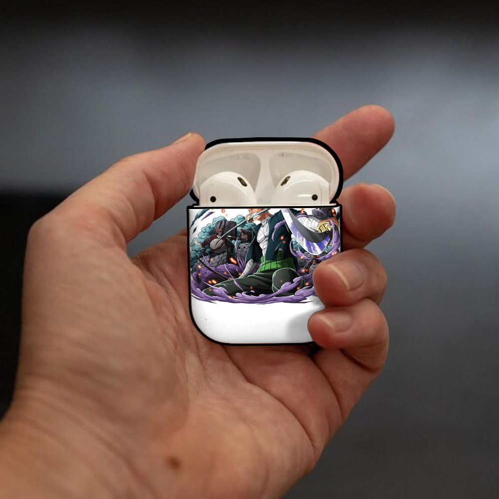 ワンピース ロロノア・ゾロ ONE PIECE Roronoa Zoro AirPods 第2世代保護ケース ハードシェル ブラック 耐衝撃・防指紋・カラビナ付き
