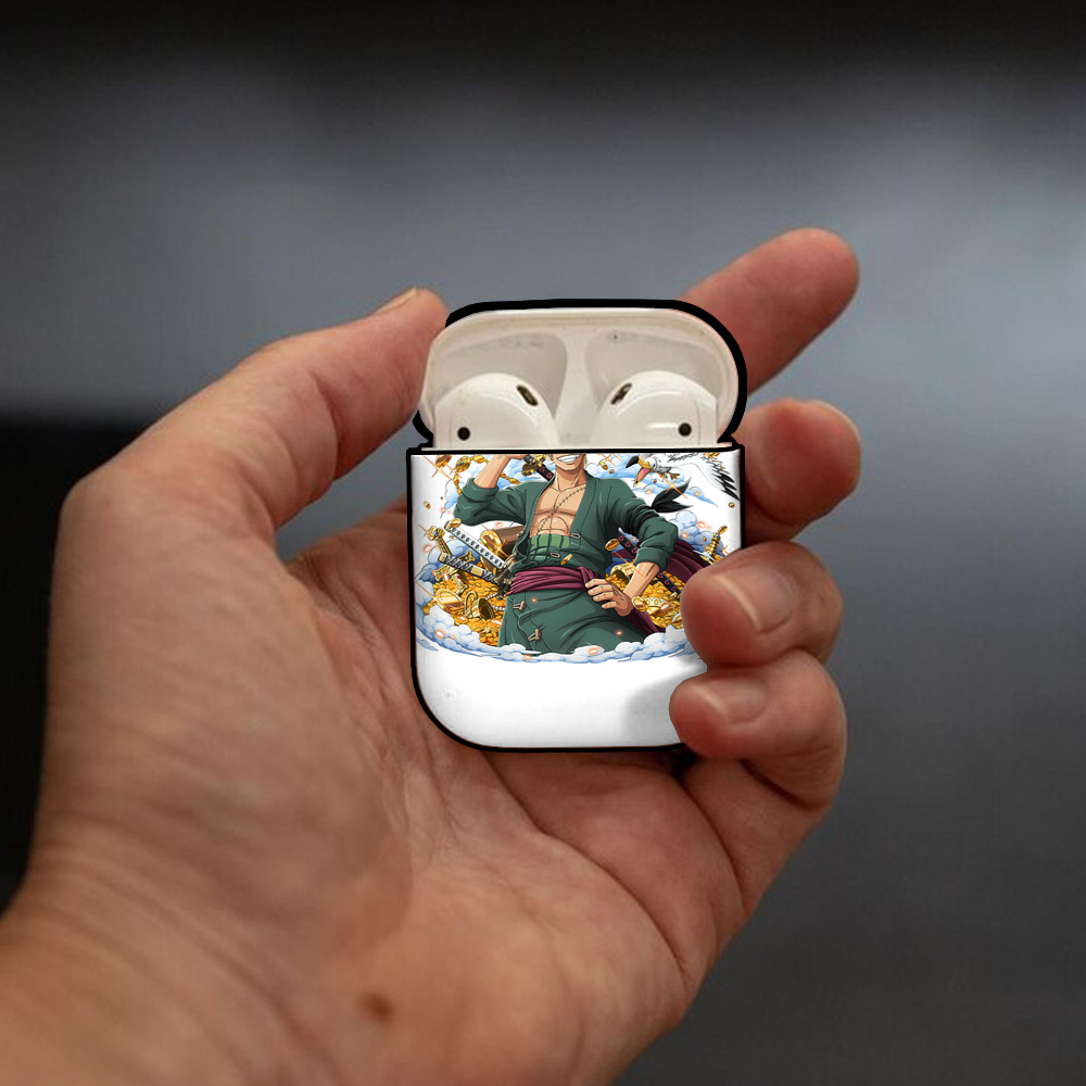 ワンピース ロロノア・ゾロ ONE PIECE Roronoa Zoro AirPods 第2世代保護ケース ハードシェル ブラック 耐衝撃・防指紋・カラビナ付き