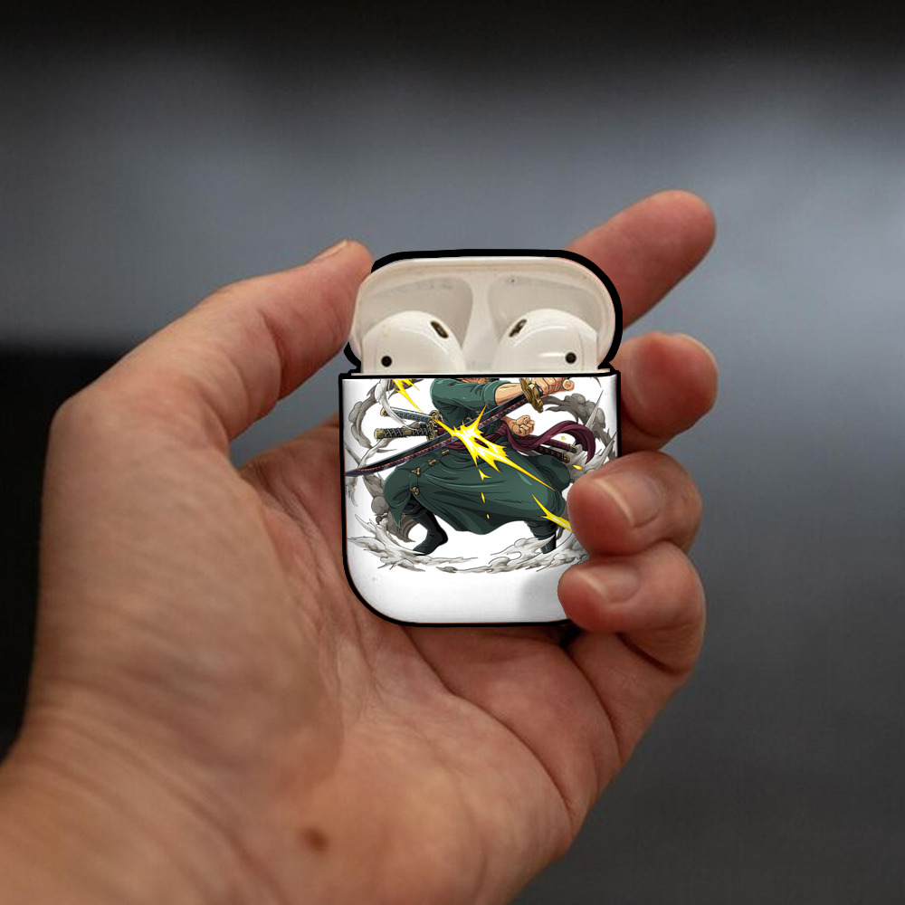 ワンピース ロロノア・ゾロ ONE PIECE Roronoa Zoro AirPods 第2世代保護ケース ハードシェル ブラック 耐衝撃・防指紋・カラビナ付き