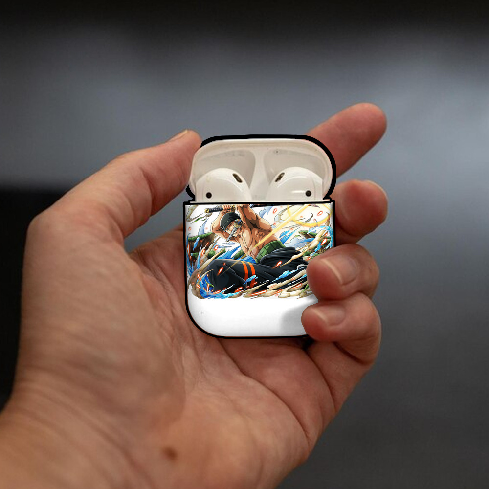 ワンピース ロロノア・ゾロ ONE PIECE Roronoa Zoro AirPods 第2世代保護ケース ハードシェル ブラック 耐衝撃・防指紋・カラビナ付き