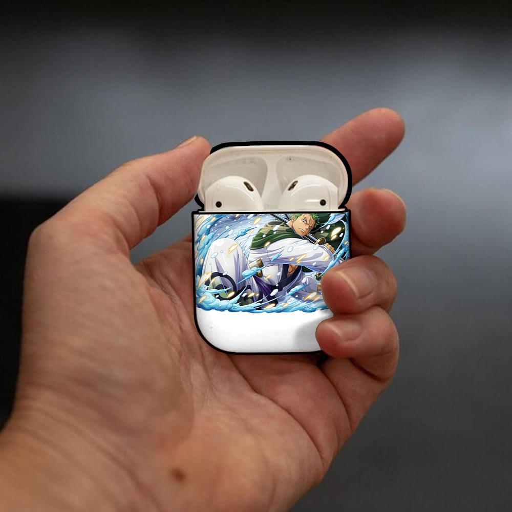 ワンピース ロロノア・ゾロ ONE PIECE Roronoa Zoro AirPods 第2世代保護ケース ハードシェル ブラック 耐衝撃・防指紋・カラビナ付き