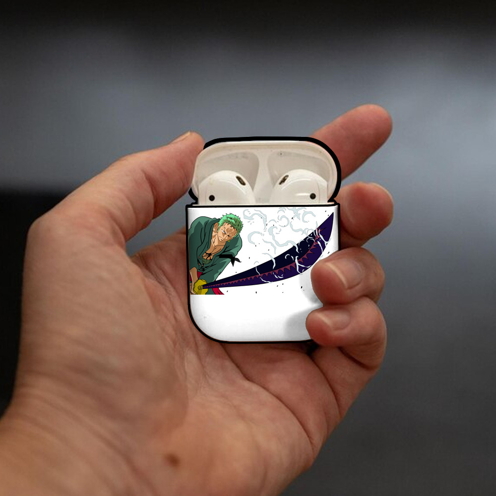 ワンピース ロロノア・ゾロ ONE PIECE Roronoa Zoro AirPods 第2世代保護ケース ハードシェル ブラック 耐衝撃・防指紋・カラビナ付き