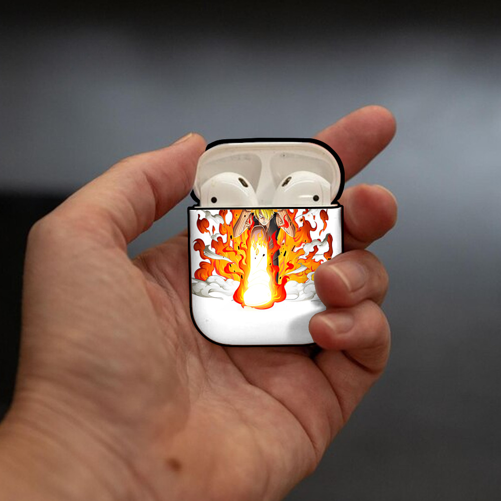 ワンピース サンジ ONE PIECE Sanji AirPods 第2世代保護ケース ハードシェル ブラック 耐衝撃・防指紋・カラビナ付き