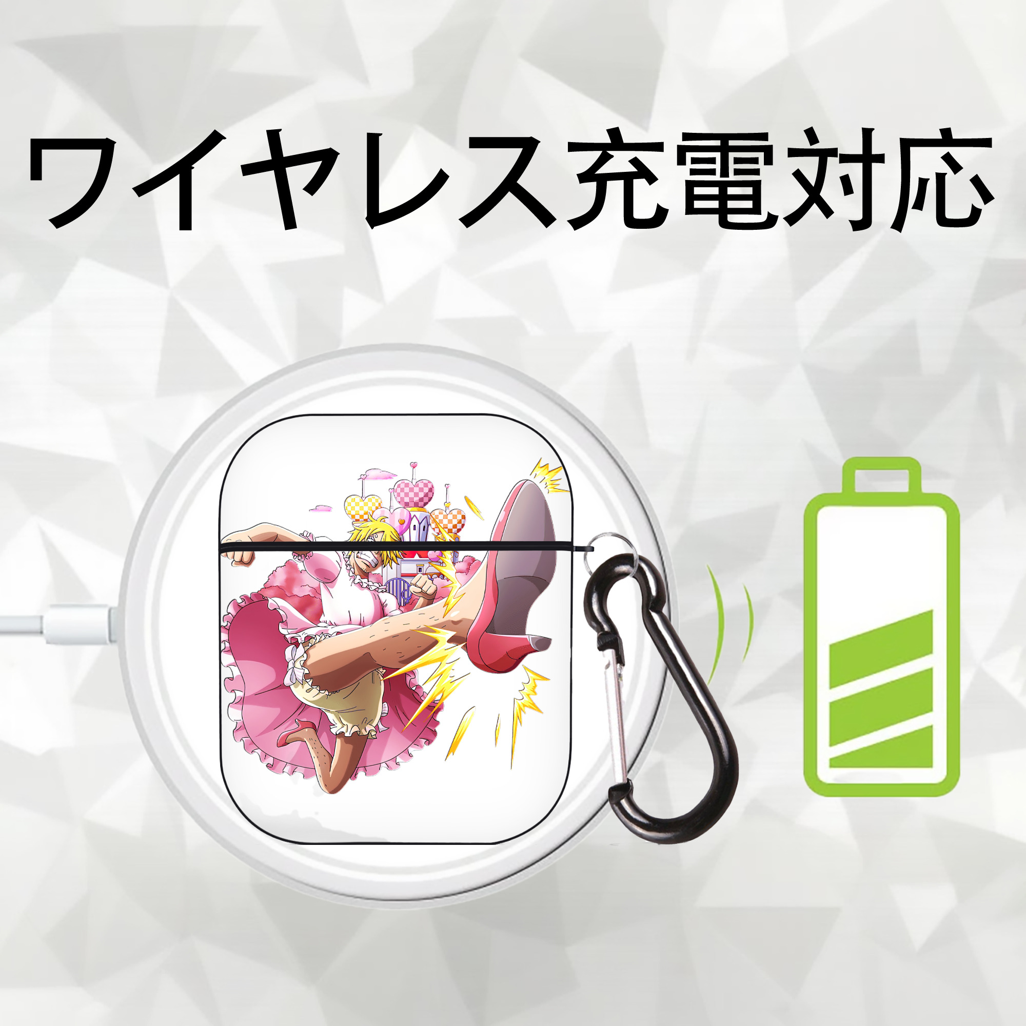 ワンピース サンジ ONE PIECE Sanji AirPods 第2世代保護ケース ハードシェル ブラック 耐衝撃・防指紋・カラビナ付き
