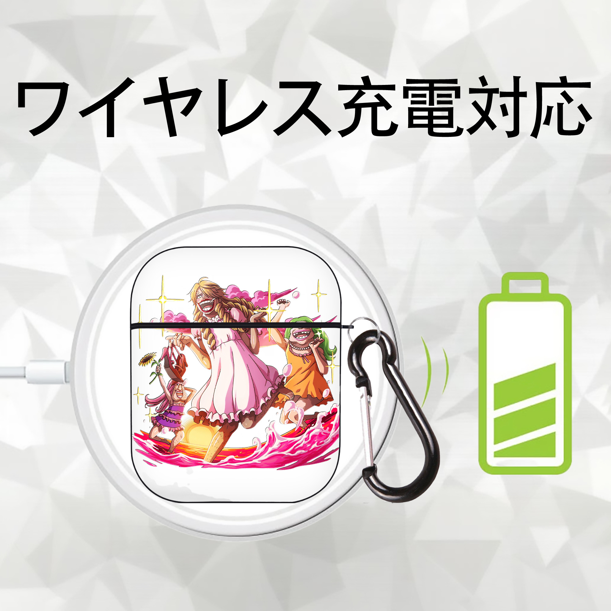 ワンピース サンジ ONE PIECE Sanji AirPods 第2世代保護ケース ハードシェル ブラック 耐衝撃・防指紋・カラビナ付き